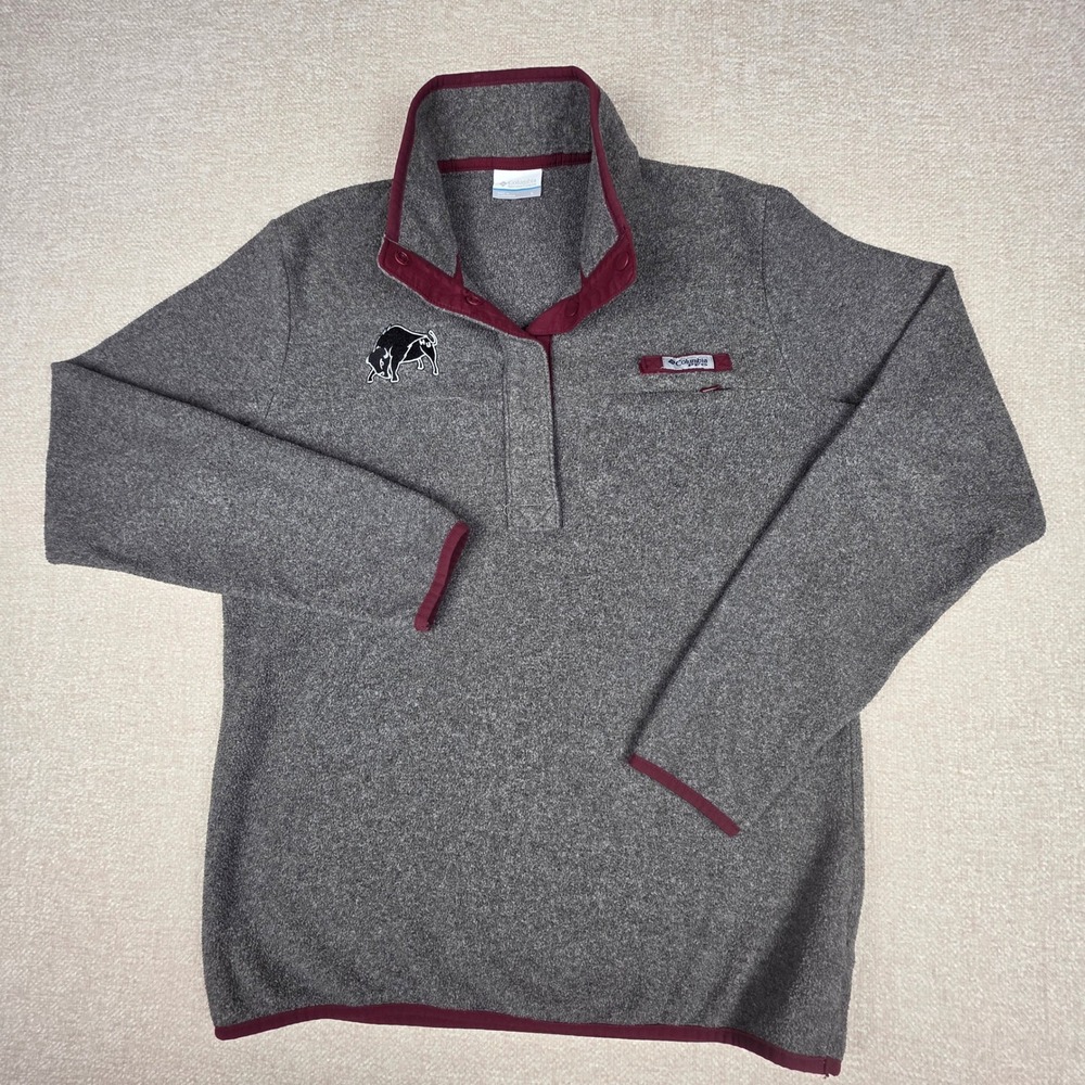 Columbia PFG Harborside Fleece Pullover Womens L Gray Howard University Bison - Picture 2 of 15